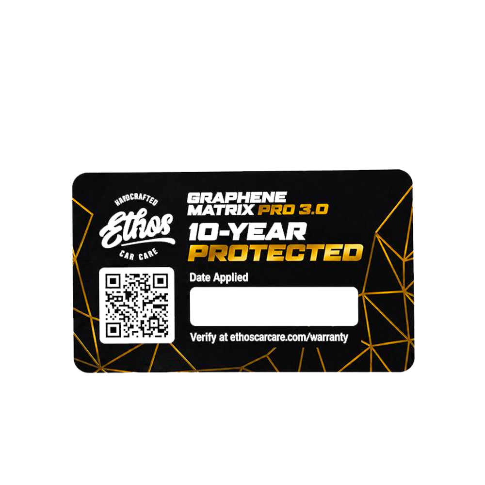 Ethos Graphene Matrix PRO Coating V3 warranty sticker