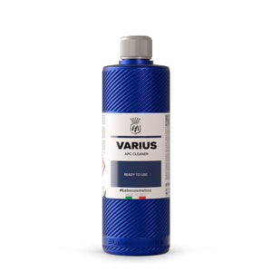 Blue bottle of Varius APC Cleaner on a white background