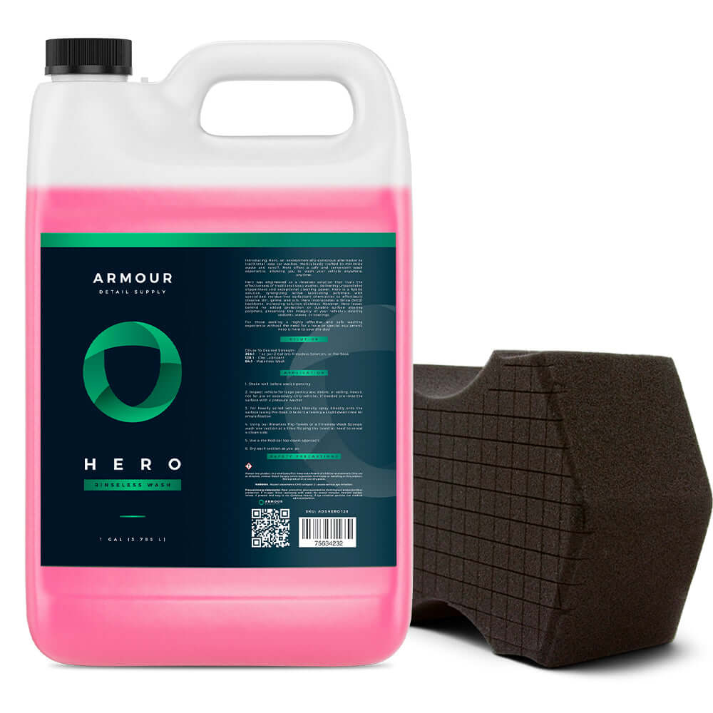 Armour Detail Supply Hero Rinseless Wash + TRC Ultra Black Sponge Kit 3.8L