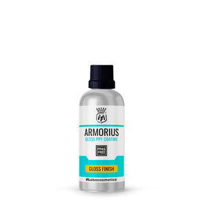 Bottle of Armorius gloss PPF coating on a white background
