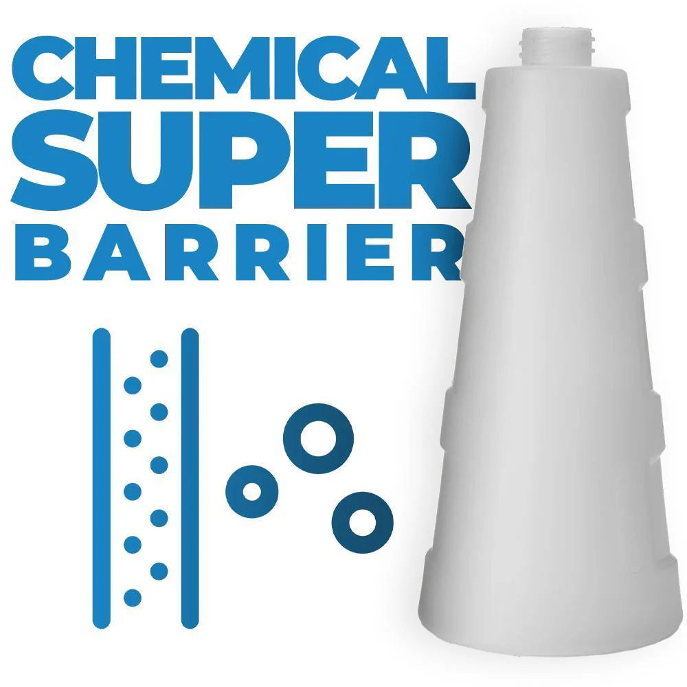 White bottle with 'Chemical Super Barrier' text and graphics on a white background