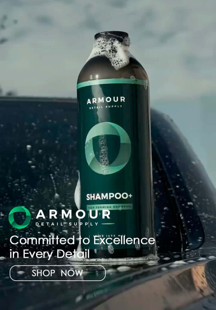 Armour Detail Supply high-performance detailing chemicals displayed in studio setting